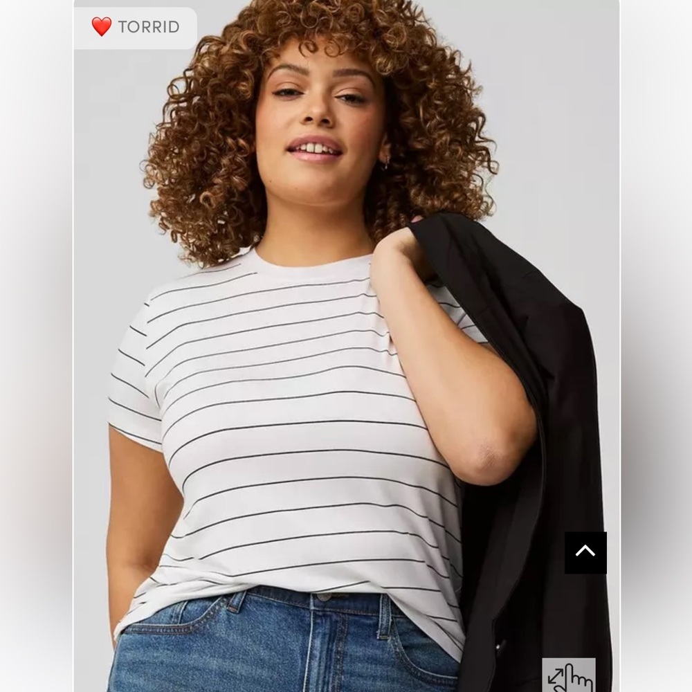 Torrid Super Soft Black and White Striped Tee